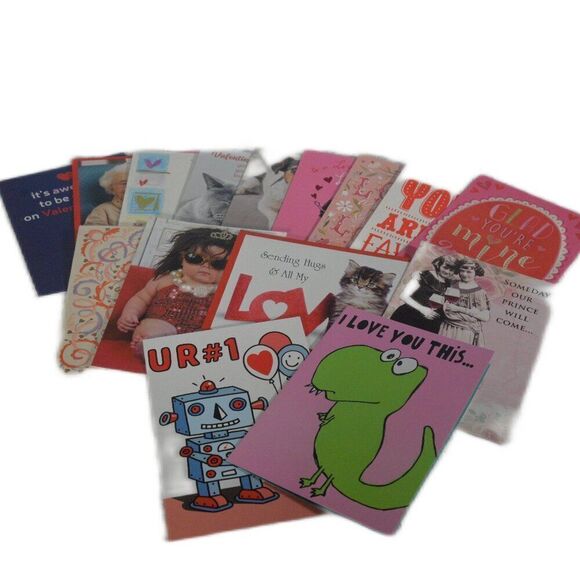 Valentines Day Cards 15 Vaeious Brand New with Envelopes - Picture 1 of 11